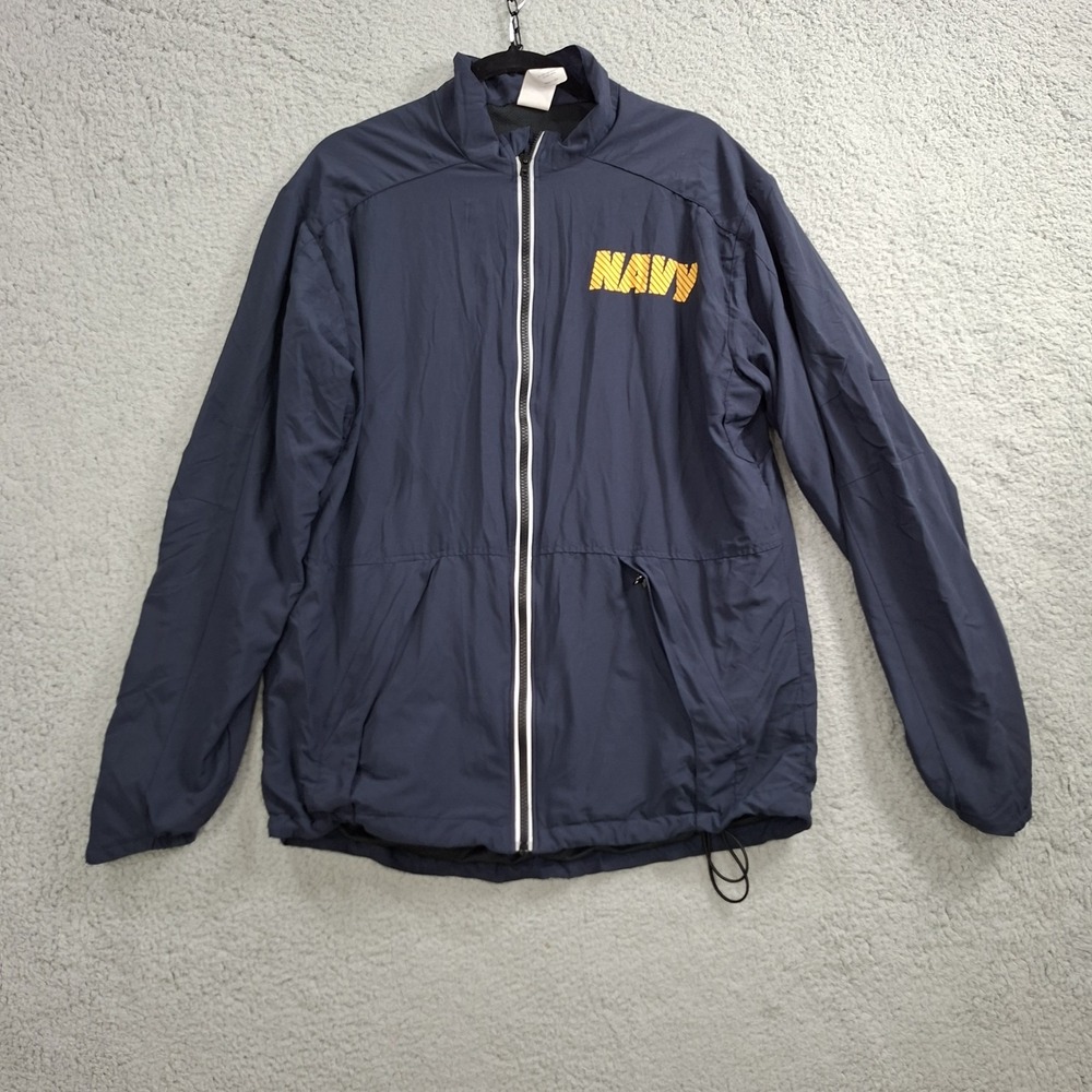 US Navy Running Jacket Small Long Blue SND Reflective PTU Windbreaker Made USA